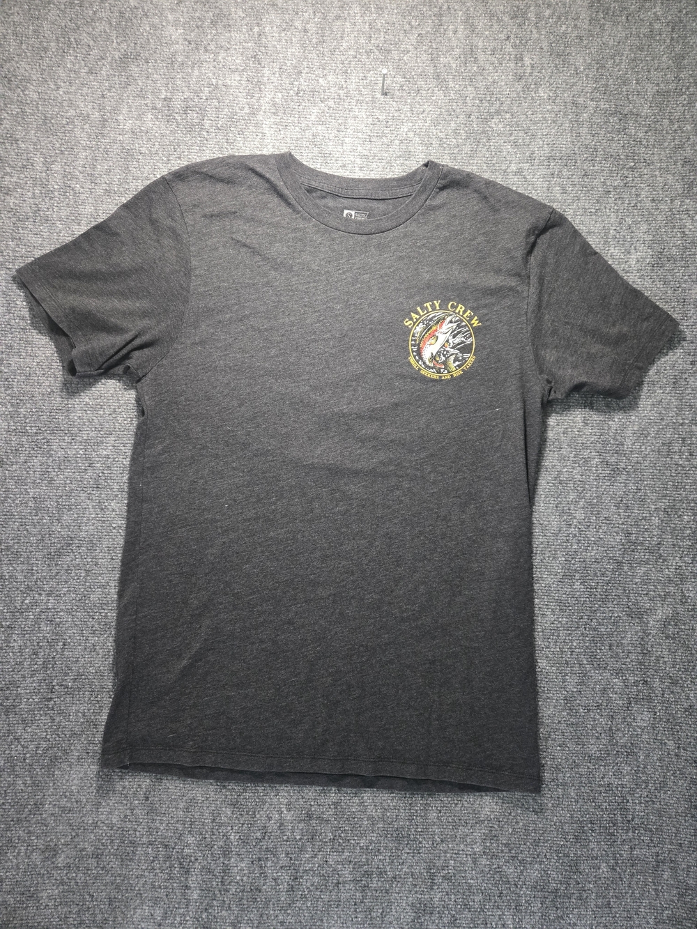 Salty Crew Dark Gray Short Sleeve T-Shirt with Chest Graphic